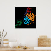 New York City 5 Boroughs Calligram Map ポスター (キッチン)