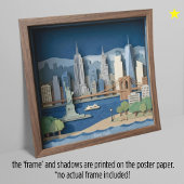 New York City America Layered Paper Art Diorama ポスター