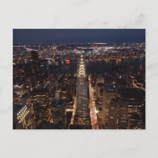 New York City at night - Chrysler Building ポストカード (正面)