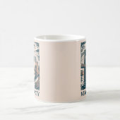 New York City Brooklyn Bridge Bold Retro Skyline コーヒーマグカップ (中央)