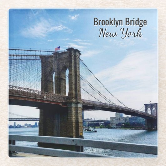 New York City Brooklyn Bridge Souvenir ガラスコースター (正面)