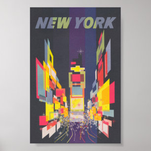 New York City Colorful Retro Vintage Travel ポスター