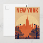 New York City Empire State Building Silhouette ポストカード (正面/裏面)