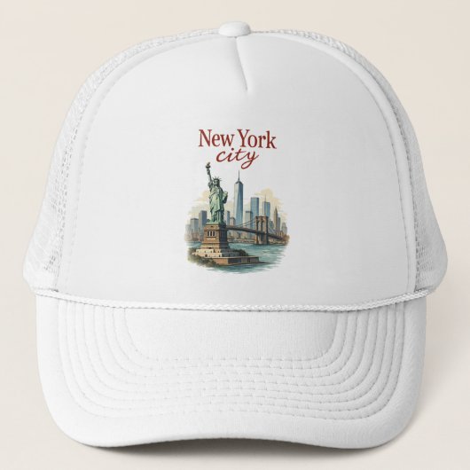 New York City – Iconic Statue & Skyline Hat キャップ (正面)