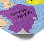 New York City Map Boroughs Labels  ポスター (角)