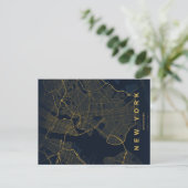 New York City Map Minimal Postcard ポストカード (スタンド正面)