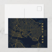 New York City Map Minimal Postcard ポストカード (正面/裏面)