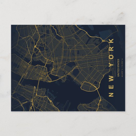 New York City Map Minimal Postcard ポストカード (正面)