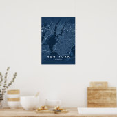 New York City Map NYC Blue Wall art Poster Gift ポスター (キッチン)