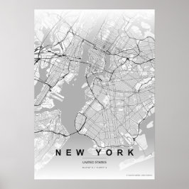 New York City Map NYC Contrast Wallart Poster Gift ポスター