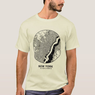 New York City Map T-Shirt – Minimal Black & White  Tシャツ