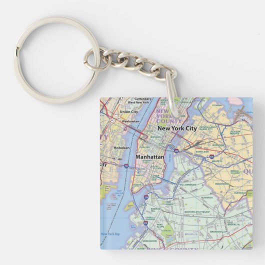 New York City Metro Area Wall Map キーホルダー (正面)