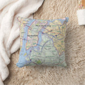 New York City Metro Area Wall Map クッション (ブランケット)