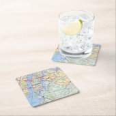 New York City Metro Area Wall Map スクエアペーパーコースター (インサイチュ)