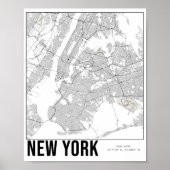 New York City Minimalist Map Art Poster ポスター (正面)