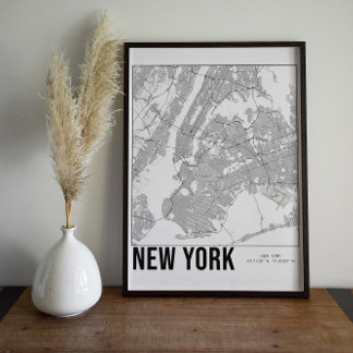 New York City Minimalist Map Art Poster ポスター