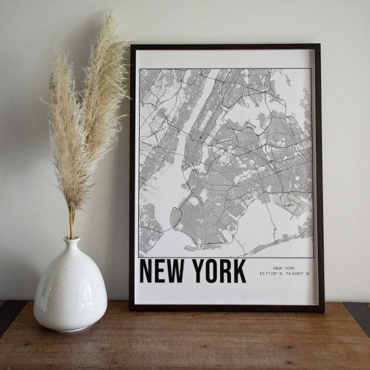 New York City Minimalist Map Art Poster ポスター