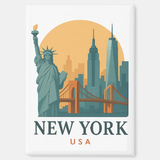 New York City Minimalist Vintage Travel マグネット