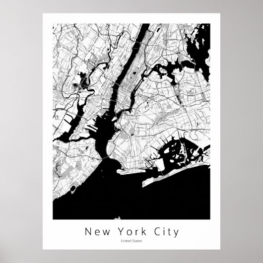 New York City Modern Minimal City Map ポスター (正面)