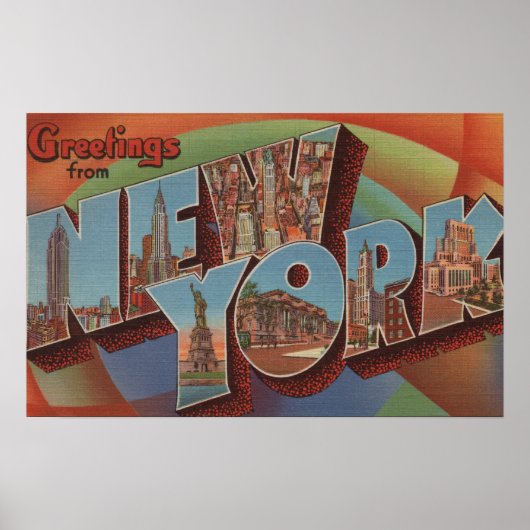 New York City, New York - Large Letter Scenes ポスター (正面)