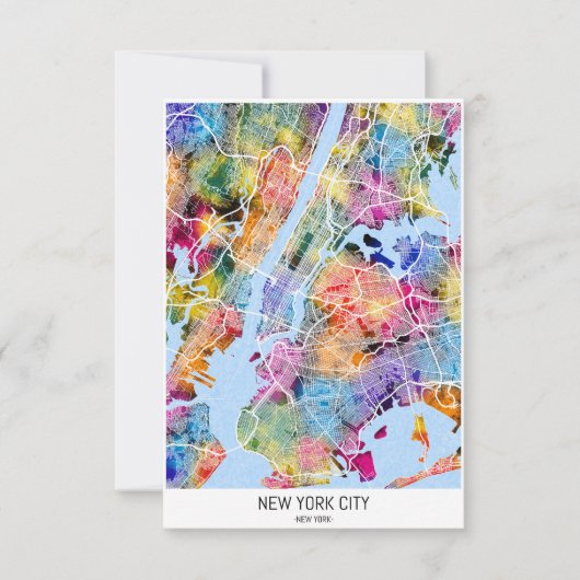 New York City New York Map サンキューカード (正面)