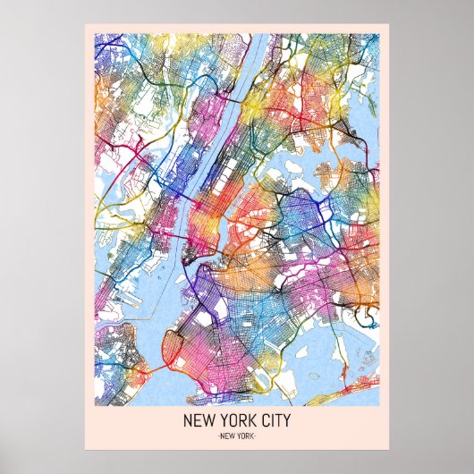 New York City New York Map ポスター (正面)