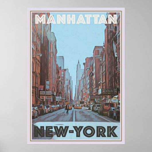 new york city poster, nyc skyline art, manhattan w ポスター (正面)
