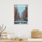 new york city poster, nyc skyline art, manhattan w ポスター (キッチン)
