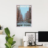 new york city poster, nyc skyline art, manhattan w ポスター (ホームオフィス)