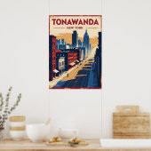 new york city poster, nyc skyline art, manhattan w ポスター (キッチン)