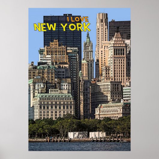 new york city poster, nyc skyline art, manhattan w ポスター (正面)