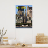new york city poster, nyc skyline art, manhattan w ポスター (キッチン)