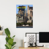 new york city poster, nyc skyline art, manhattan w ポスター (ホームオフィス)