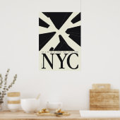 new york city poster, nyc skyline art, manhattan w ポスター (キッチン)