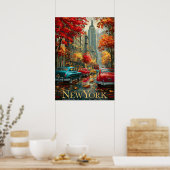 new york city poster, nyc skyline art, manhattan w ポスター (キッチン)