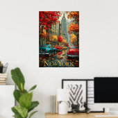 new york city poster, nyc skyline art, manhattan w ポスター (ホームオフィス)