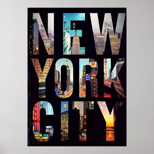 new york city poster, nyc skyline art, manhattan w ポスター (正面)