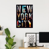 new york city poster, nyc skyline art, manhattan w ポスター (ホームオフィス)
