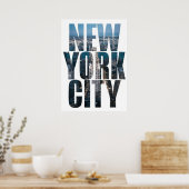new york city poster, nyc skyline art, manhattan w ポスター (キッチン)