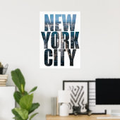 new york city poster, nyc skyline art, manhattan w ポスター (ホームオフィス)