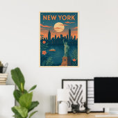 new york city poster, nyc skyline art, manhattan w ポスター (ホームオフィス)