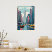 new york city poster, nyc skyline art, manhattan w ポスター (キッチン)