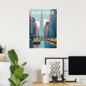 new york city poster, nyc skyline art, manhattan w ポスター (ホームオフィス)