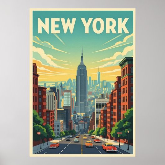new york city poster, nyc skyline art, manhattan w ポスター (正面)