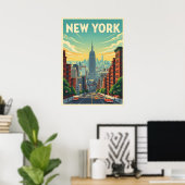 new york city poster, nyc skyline art, manhattan w ポスター (ホームオフィス)