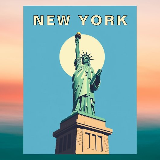 New York City Retro Statue of Liberty ポストカード