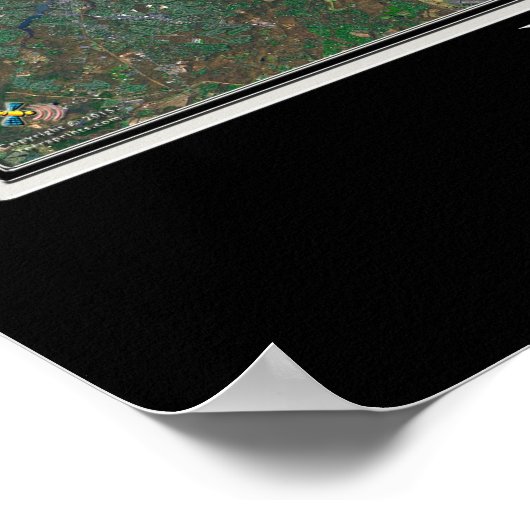 New York City Satellite Poster Map ポスター (角)