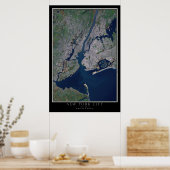 New York City Satellite Poster Map ポスター (キッチン)