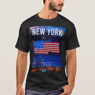 New York City Scape Patriotic New Yorkers NYC Resi Tシャツ