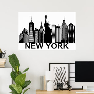 New York city silhouette ポスター